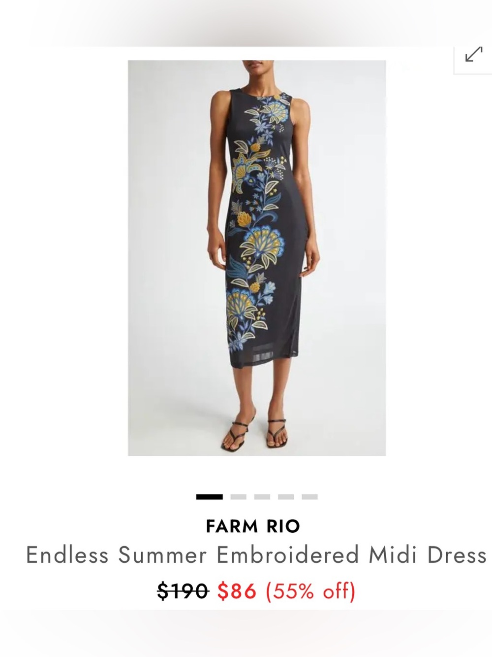 FARM Rio Anthropologie Endless Summer Embroidered Midi Dress Small - Picture 5 of 9